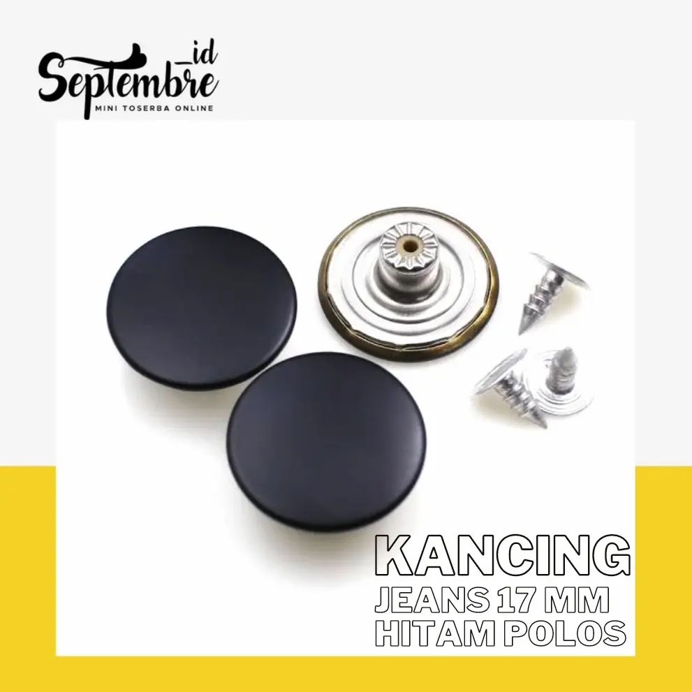 Kancing Jeans Kancing Celana Kancing Baju 17mm Hitam Polos