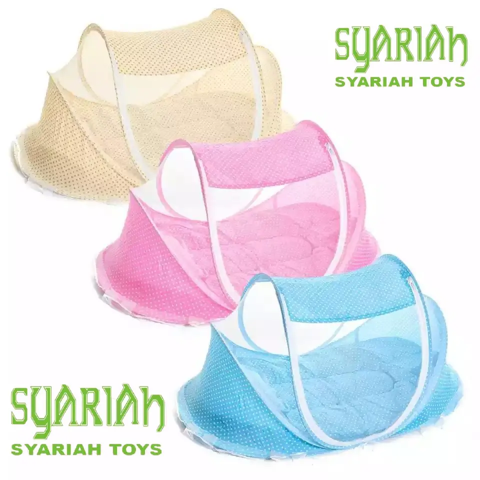 Kelambu lipat bayi komplit alas tidur dan bantal anti nyamuk 109.5cm