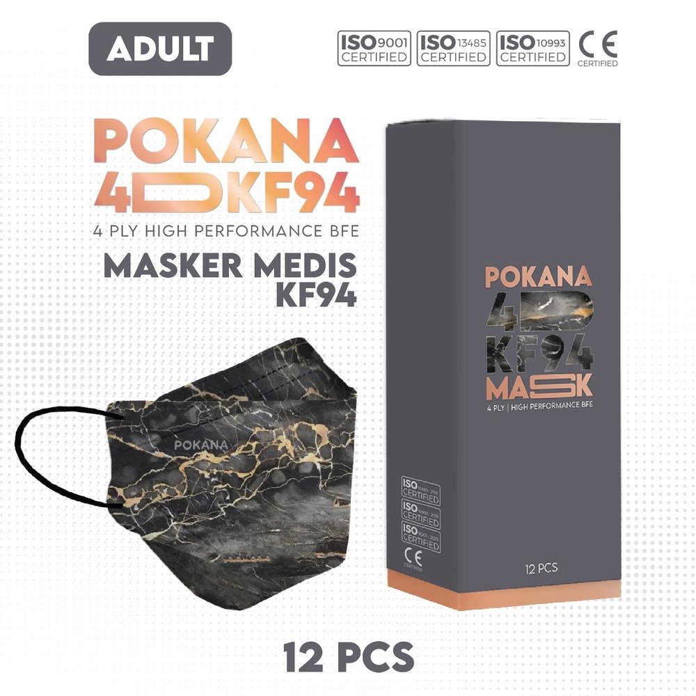 Masker Medis Pokana KF94 4D 4Ply - BLACK