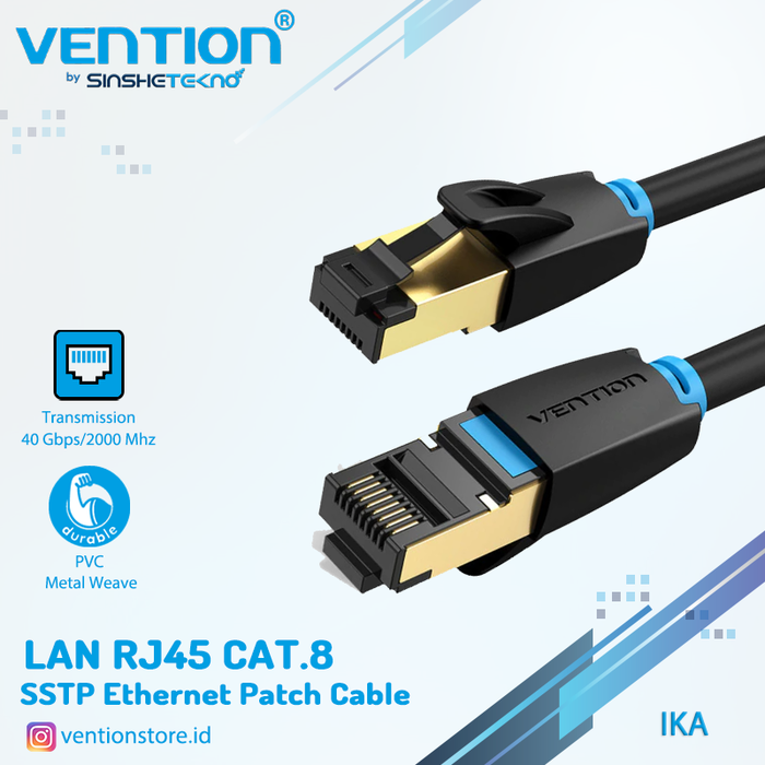 Gambar Vention 10M Kabel Lan RJ45 Cat8 Cat.8 Gigabit 40Gbps SFTP Gold dari Vention Authorized Store Kota Administrasi Jakarta Barat Tokopedia