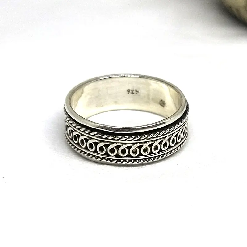 Cincin Ring Perak Silver Bali Putar Polos Jalin Tali Air Asli 925 Pria 1