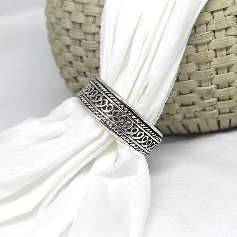 Cincin Ring Perak Silver Bali Putar Polos Jalin Tali Air Asli 925 Pria 2