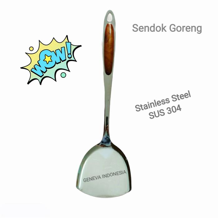 Gambar Sendok Goreng/Sodet/Sutil Stainless Gagang Motif Kayu GENEVA dari Geneva Indonesia Kota Administrasi Jakarta Barat Tokopedia