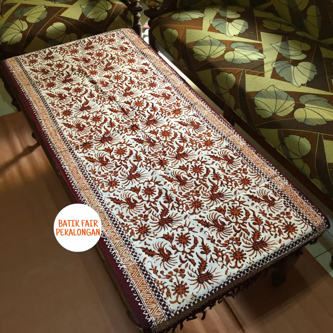 Taplak meja ruang tamu persegi panjang ukuran 125x50cm motif batik