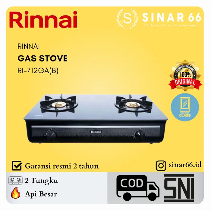 Gambar RINNAI KOMPOR GAS STOVE 2 TUNGKU RI-712 GA (B) RI-712 GAB dari sinar66.id Kota Tangerang 4 Tokopedia