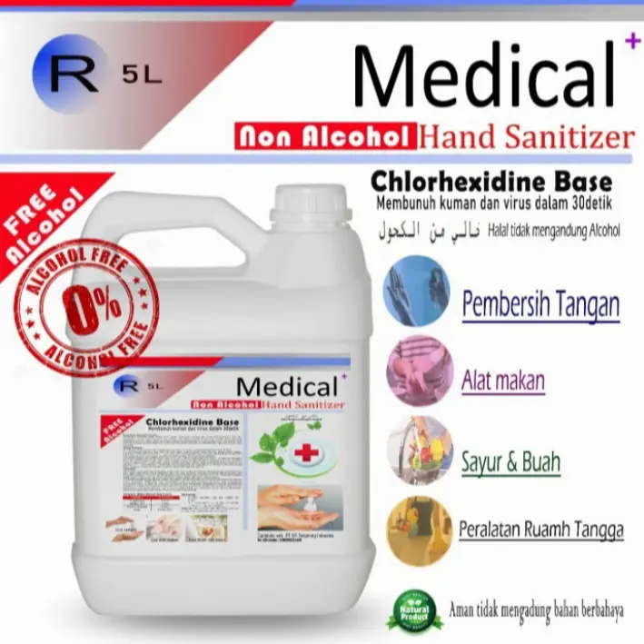 hand sanitizer 5 liter cair non alkohol medical tdk lengket antiseptik