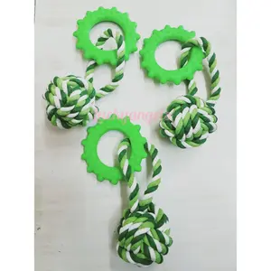 DOG'S TOY ROPE PENDULUM&GREEN FLOWER/MAINAN GIGITAN ANJING TALI BANDUL