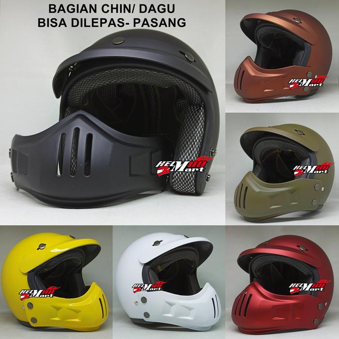 Gambar Helm Cakil Retro Solid Helm Halfface Fullface Transformable 2in1 dari Helm Mart 88 MOTOVERSE Kota Medan Tokopedia