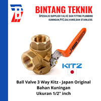 Gambar Ball Valve 3 Way / Cabang Tiga 1/2" inch Kuningan Kitz dari Bintang Teknik Toko Kota Administrasi Jakarta Barat 1 Tokopedia