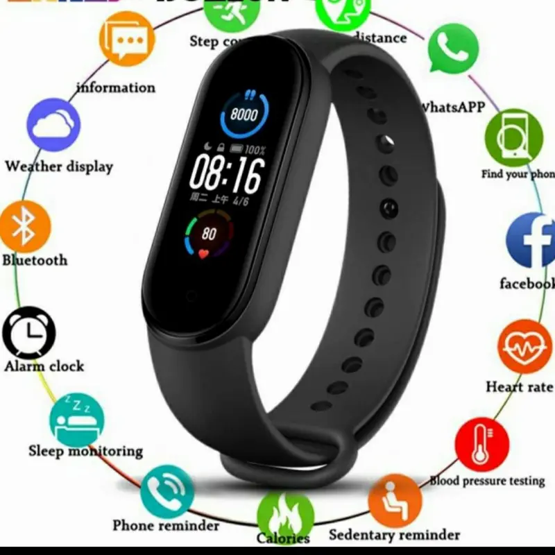 Smartband M5 Jam Tangan Olahraga Fitness Tracker Sport Hitam 1