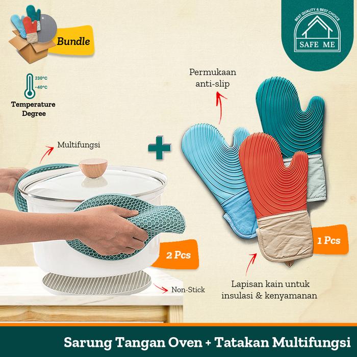 Gambar [BUNDLE] Safe Me Sarung Tangan Oven / Tatakan Silikon Multifungsi - Biru dari Safe Me Kota Administrasi Jakarta Utara Tokopedia