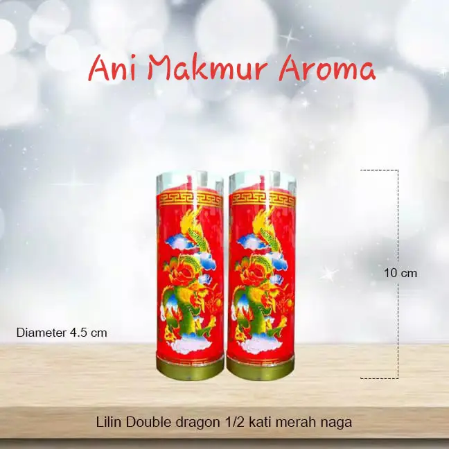 Lilin Puja Sembayang Pilar Merah Naga 1/2 Kati Kin Double Dragon