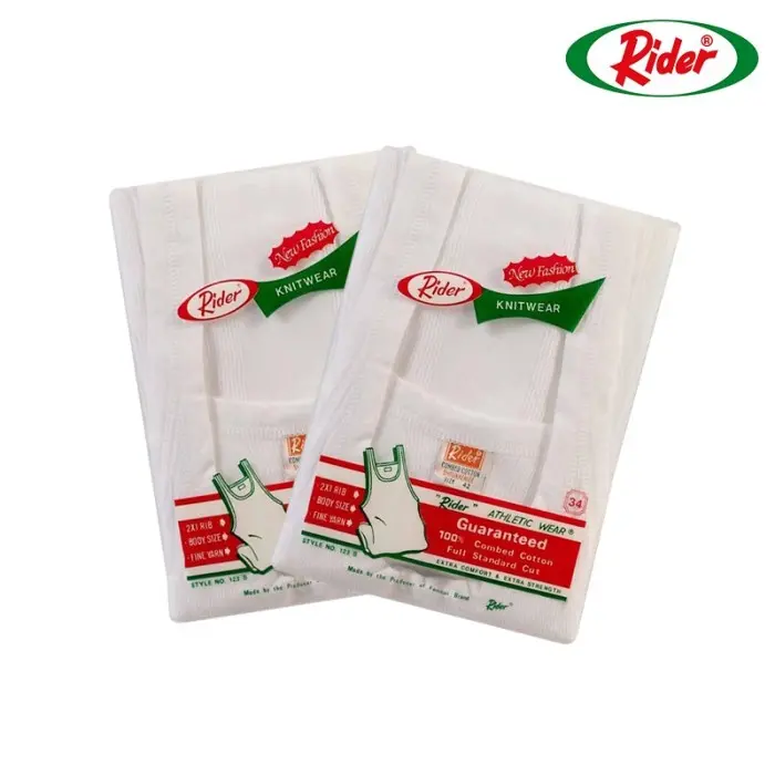 3 Pcs Singlet RIDER Pria Dewasa R123B Kaos Pakaian Dalam Putih Salur selem  pak Katun