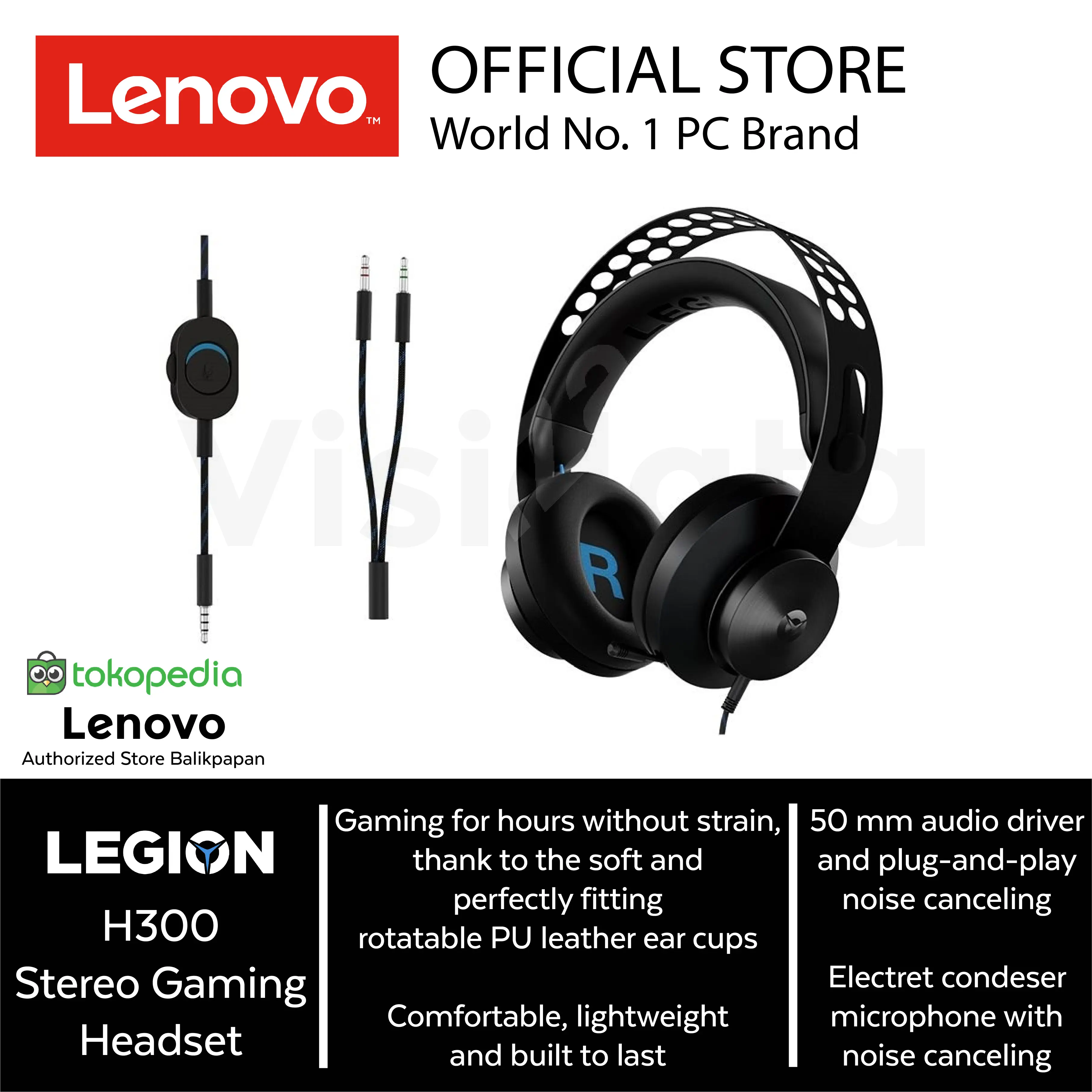 Lenovo LEGION H300 Stereo Gaming Headset (Noise Canceling, Mic)