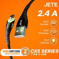 Gambar Kabel Data USB Type C JETE CX5 2.4A with Fast Charging - 100cm - Hitam dari Doran Gadget Official Store Kota Administrasi Jakarta Pusat 2 Tokopedia