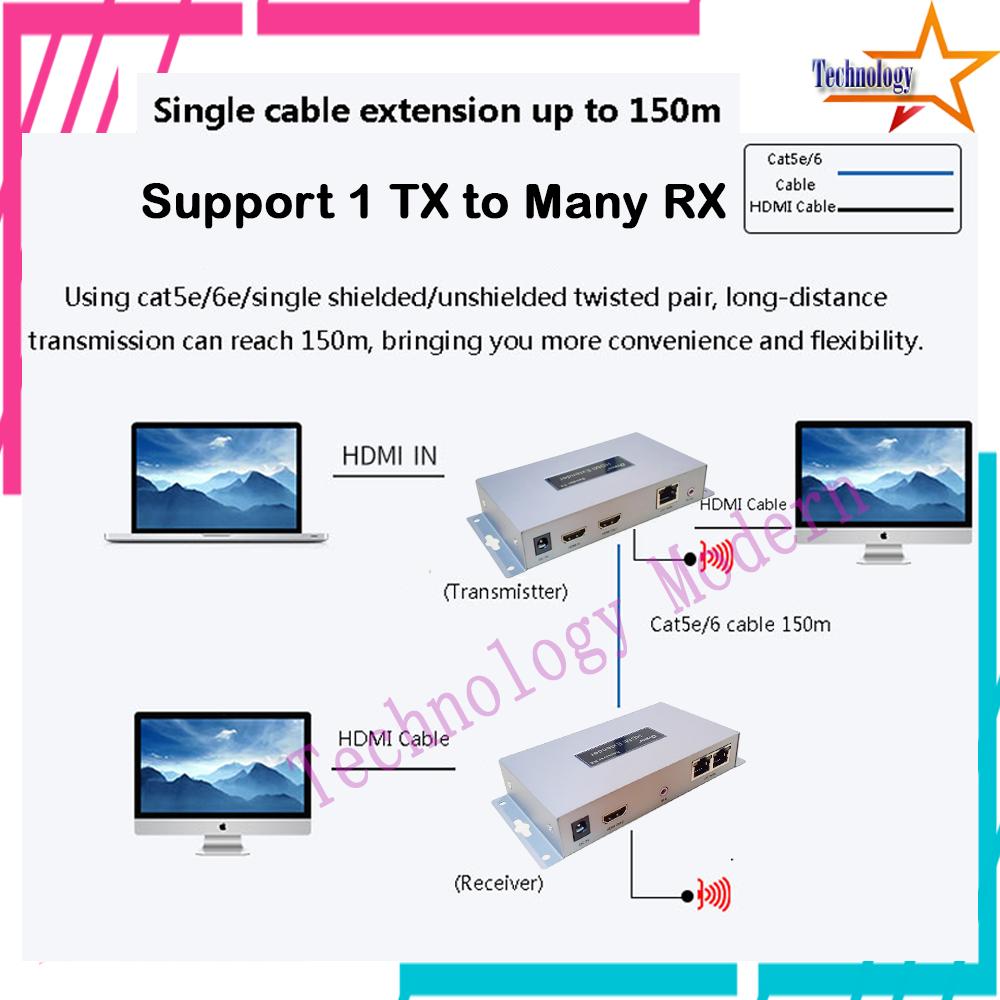 HDMI+IR+POE IP Extender over LAN (Support 1 TX to many RX) Up 150 M