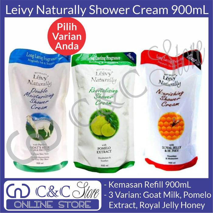 Gambar leivy naturally shower cream goat milk refill 900 ml dari C&C Store Bandung Kota Bandung Tokopedia