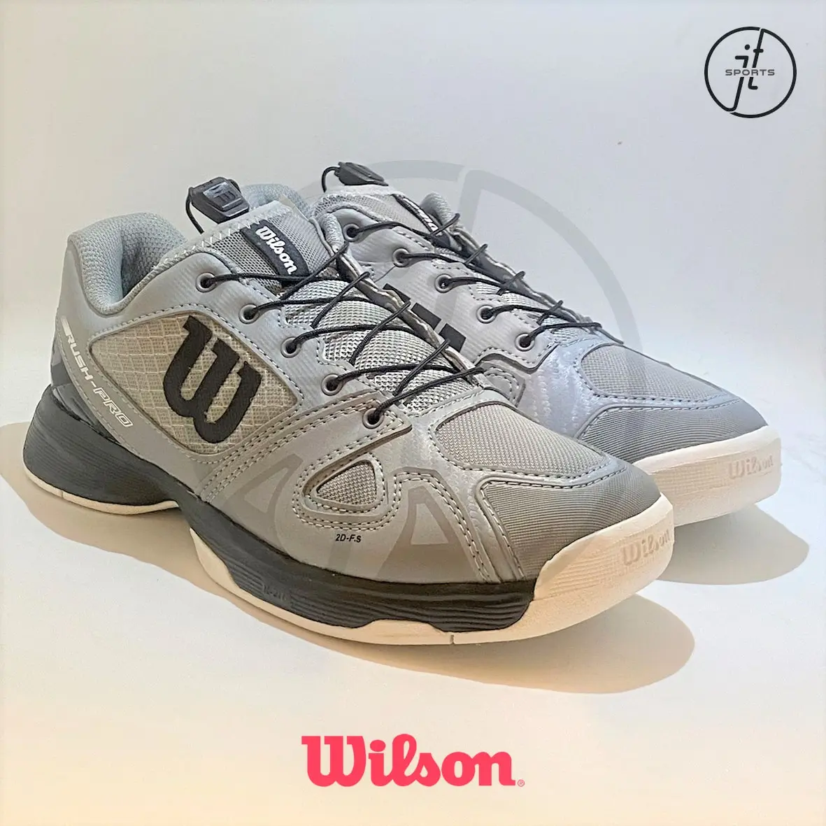 Sepatu Tenis Anak Wilson Rush Pro QL Grey Black Junior Tennis Shoes
