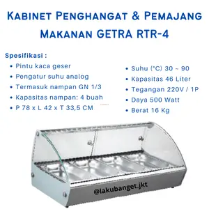 Kabinet Penghangat & Pemajang Makanan Siap Saji GETRA RTR-4 RTR4 RTR 4
