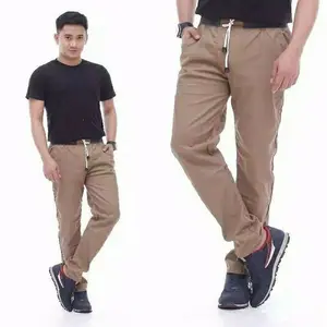 celana chino panjang pria rip pinggang karet
