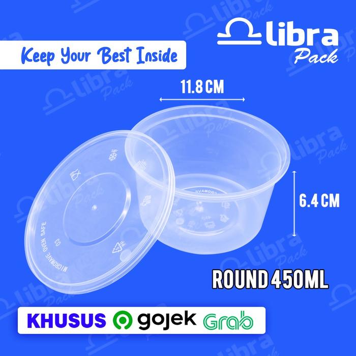 Gambar Thinwall Mangkok Round Cup 450ml + Tutup Food Container Datar Isi 500 pcs dari Libra Pack Kota Tangerang Tokopedia