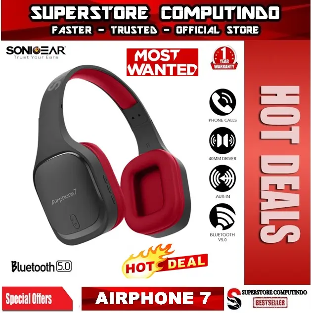SonicGear Airphone 7 Bluetooth Headphones With Microphone