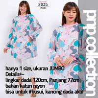 Gambar Tunik baju blouse atasan wanita rayon motif batik longshirt jumbo dari pnpcollection Jakarta Barat 2 Tokopedia