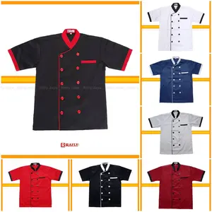 Baju Koki Chef Jacket Pria Wanita Lengan Pendek Bahan Drill / Rafly Jaya
