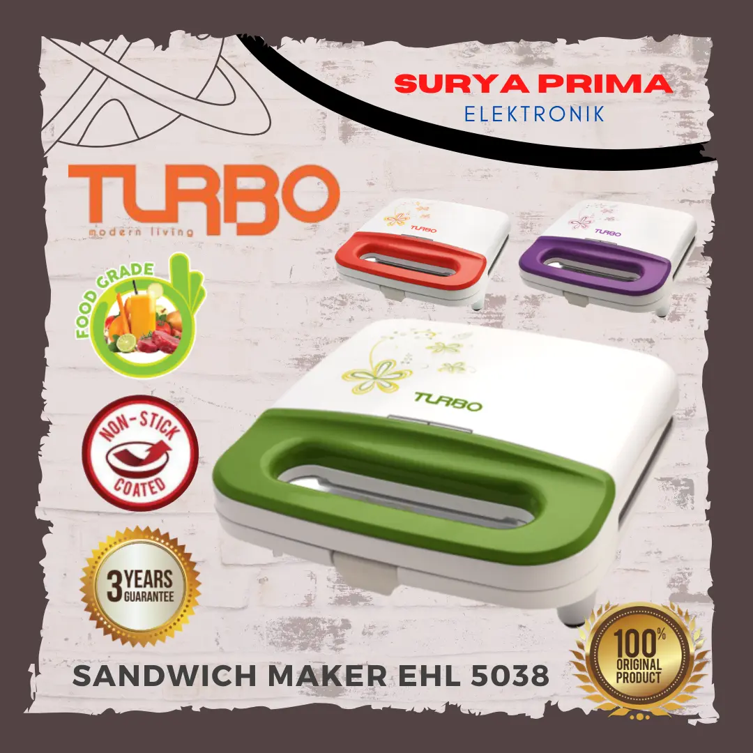 Turbo EHL5038 Sandwich Maker (Pemanggang Listrik Roti)