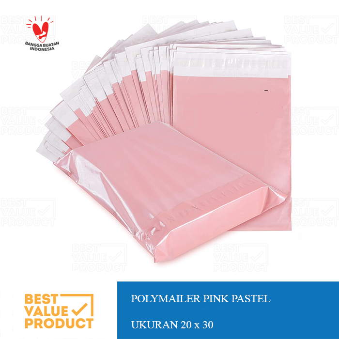 Gambar Kantong Plastik Polymailer 20x30 / Packaging polymailer 20 x 30 - PINK PASTEL dari bestvalueproduct Kota Bandung 5 Tokopedia