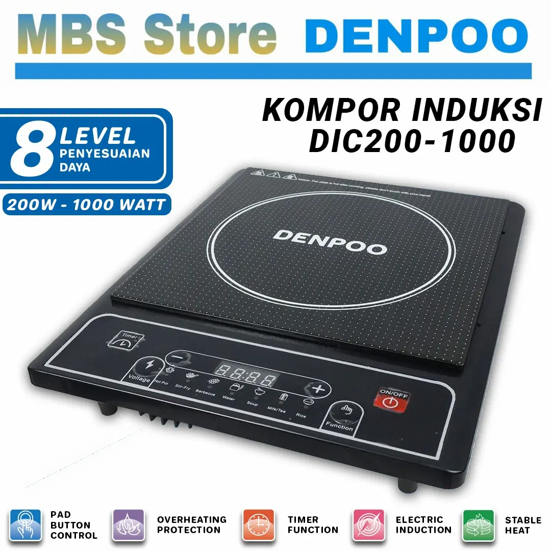 kompor listrik induksi push button denpoo lowwat dic 200-1000
