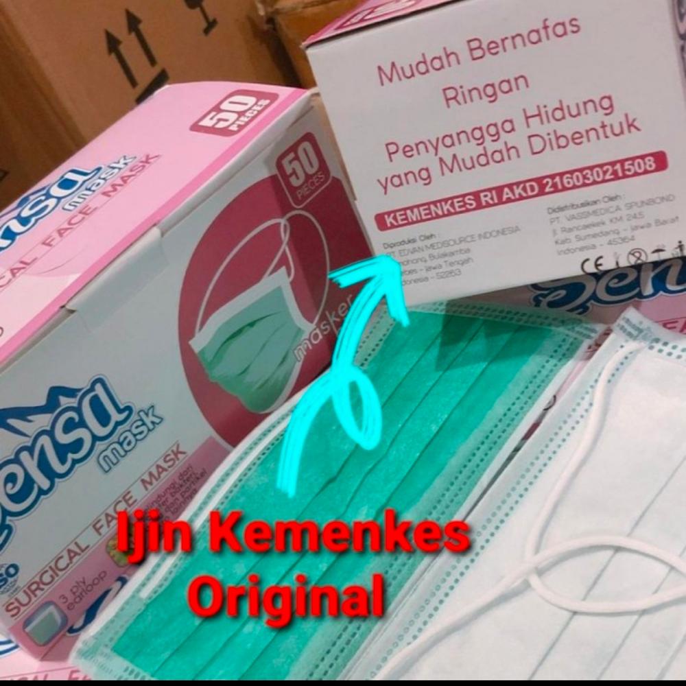 masker hijab sensi mask sensa Headloop 3ply 50pcs AKD medis