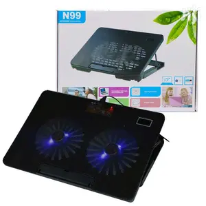 Adjustable Cooling Pad Kipas Notebook 2 big fan besar USB lampu led
