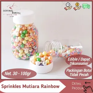 Sprinkles Kue Mutiara Rainbow Edible / Springkel Hias / Sprinkle Kue
