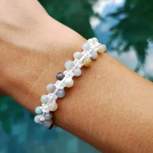 Gelang Tali Macrame Wanita Original Crystal Moon - DOUBLE AMAZONITE