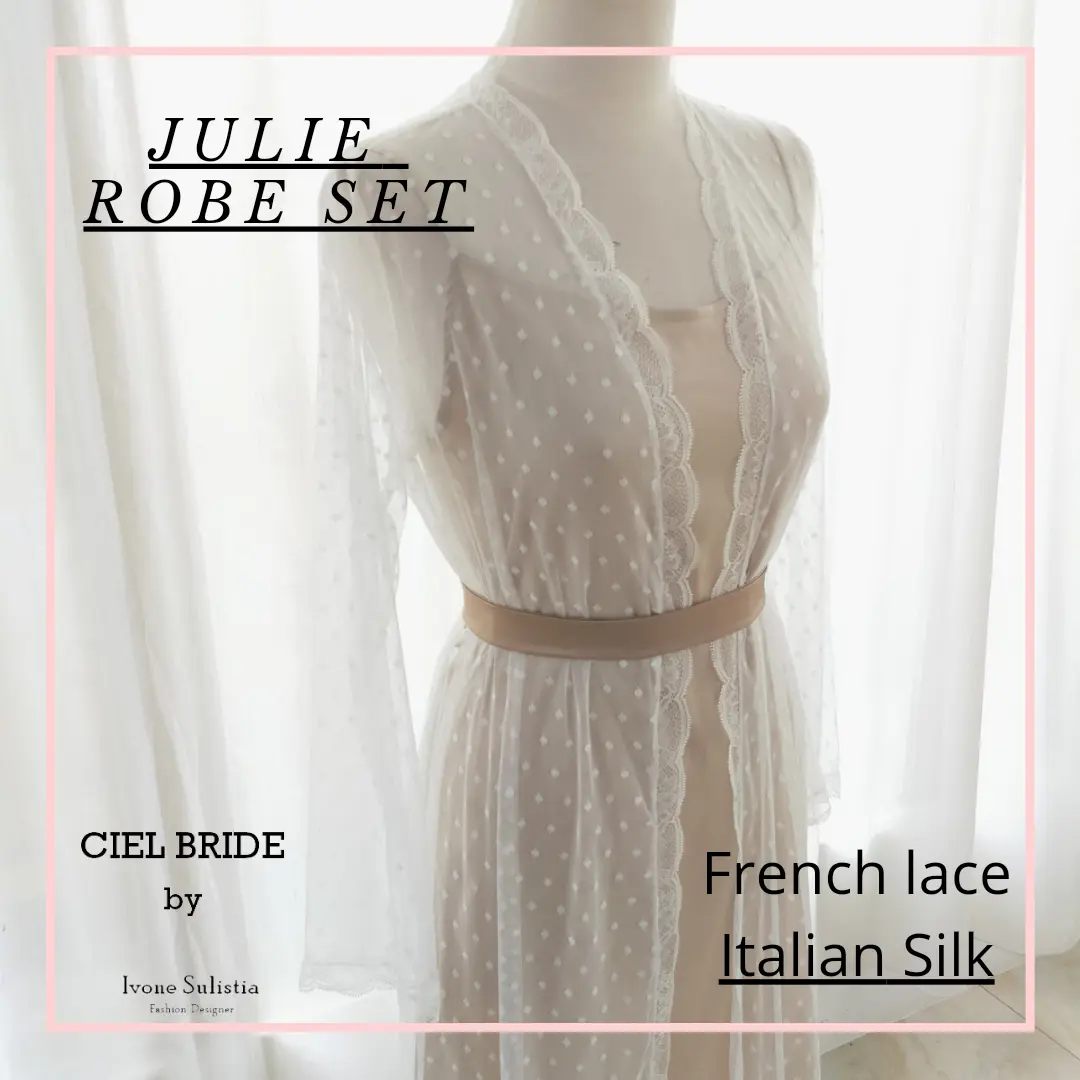 Julie lace robe putih pengantin/wedding