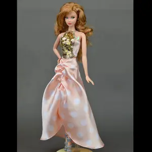Baju Boneka Barbie Handmade Premium Dress Gold Barbie Party