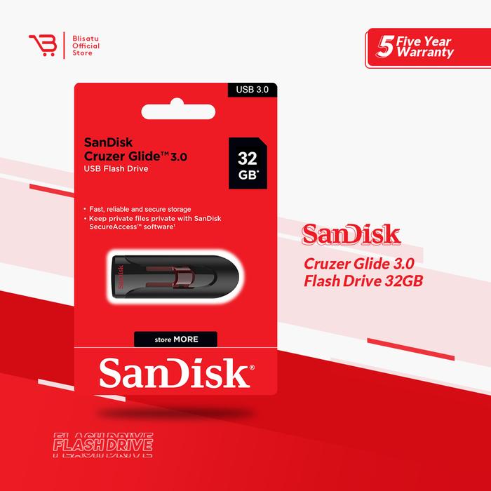 Gambar Sandisk Cruzer Glide 3.0 USB Flash Drive CZ600 - 32 gb dari Blisatu.id Kota Administrasi Jakarta Pusat 5 Tokopedia