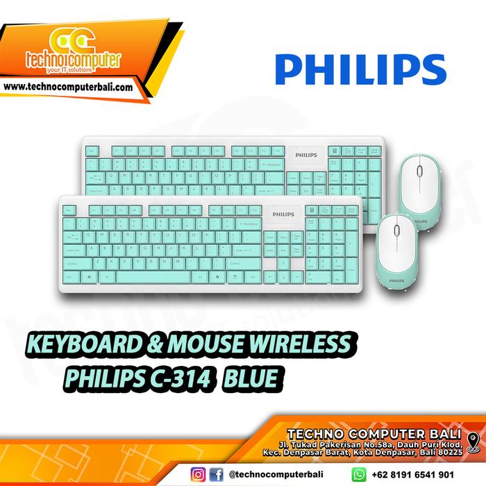 Gambar KEYBOARD & MOUSE WIRELESS PHILIPS C-314 - Biru dari Techno Computer Bali Kota Denpasar 5 Tokopedia