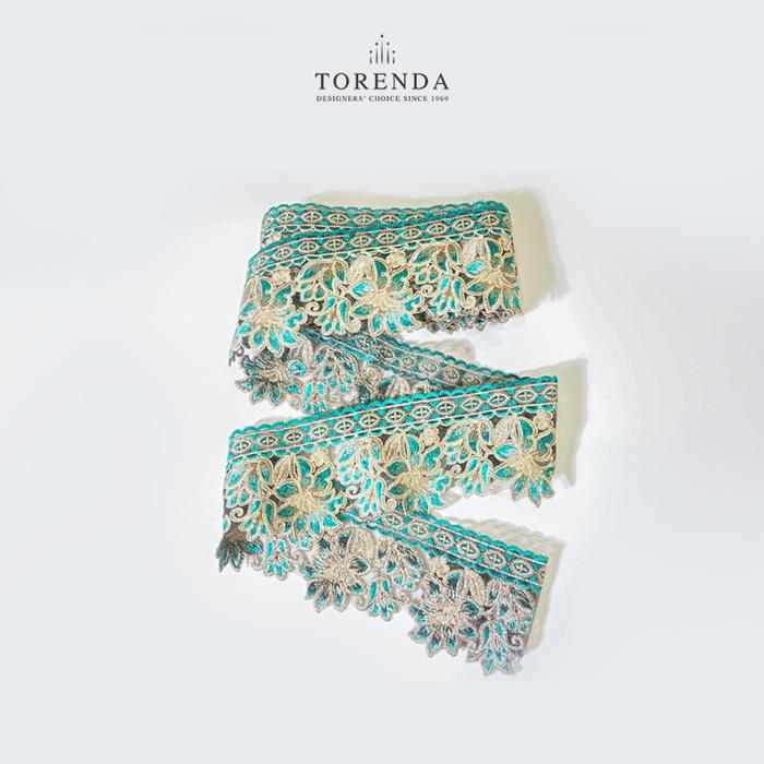 Gambar Torenda Renda Bis - Blooming Flower (Blue Gold) / Meter - (YX.62722) dari Torenda Kota Administrasi Jakarta Pusat Tokopedia