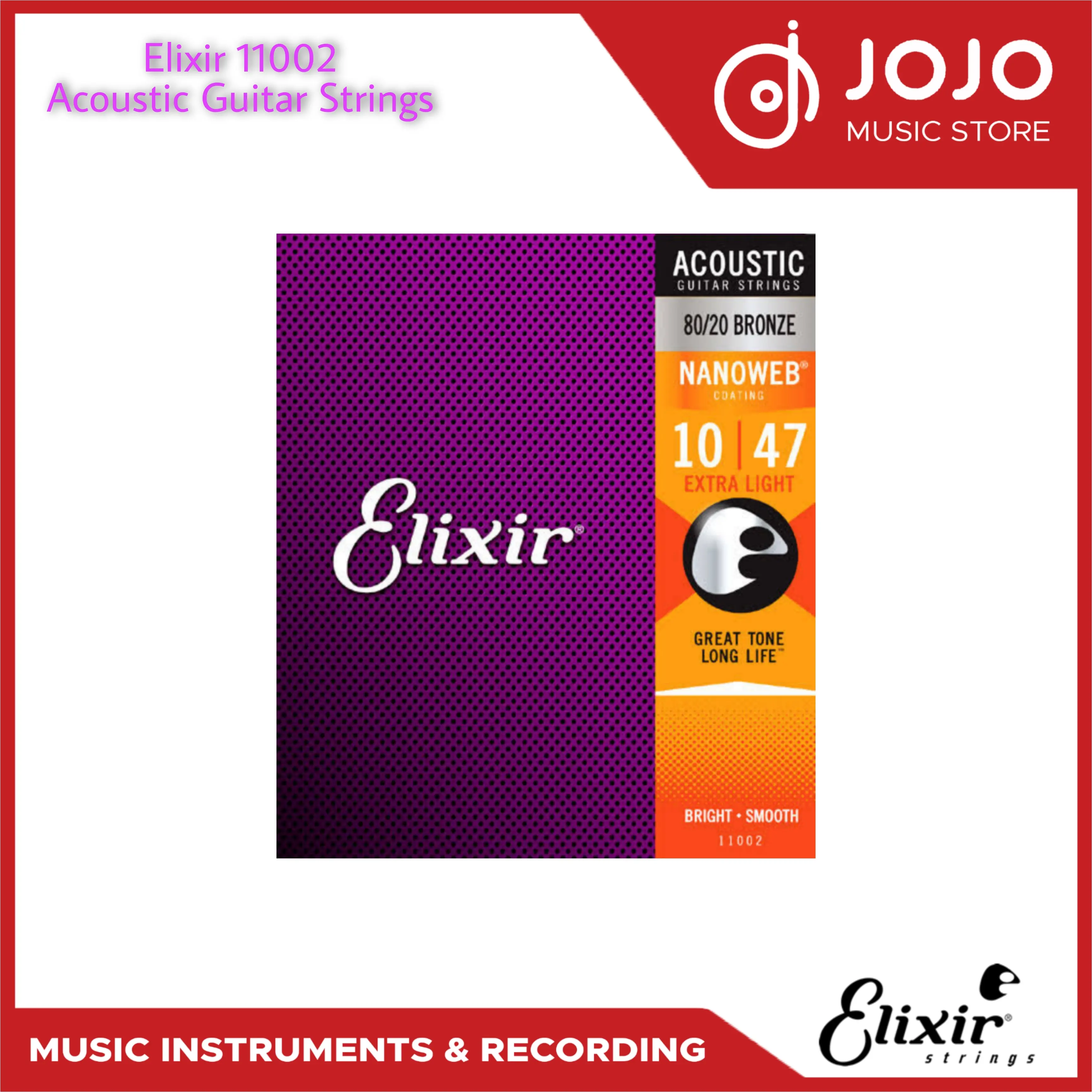 Senar Gitar Elixir Acoustic 11002 Xtra Light (10-47) nano