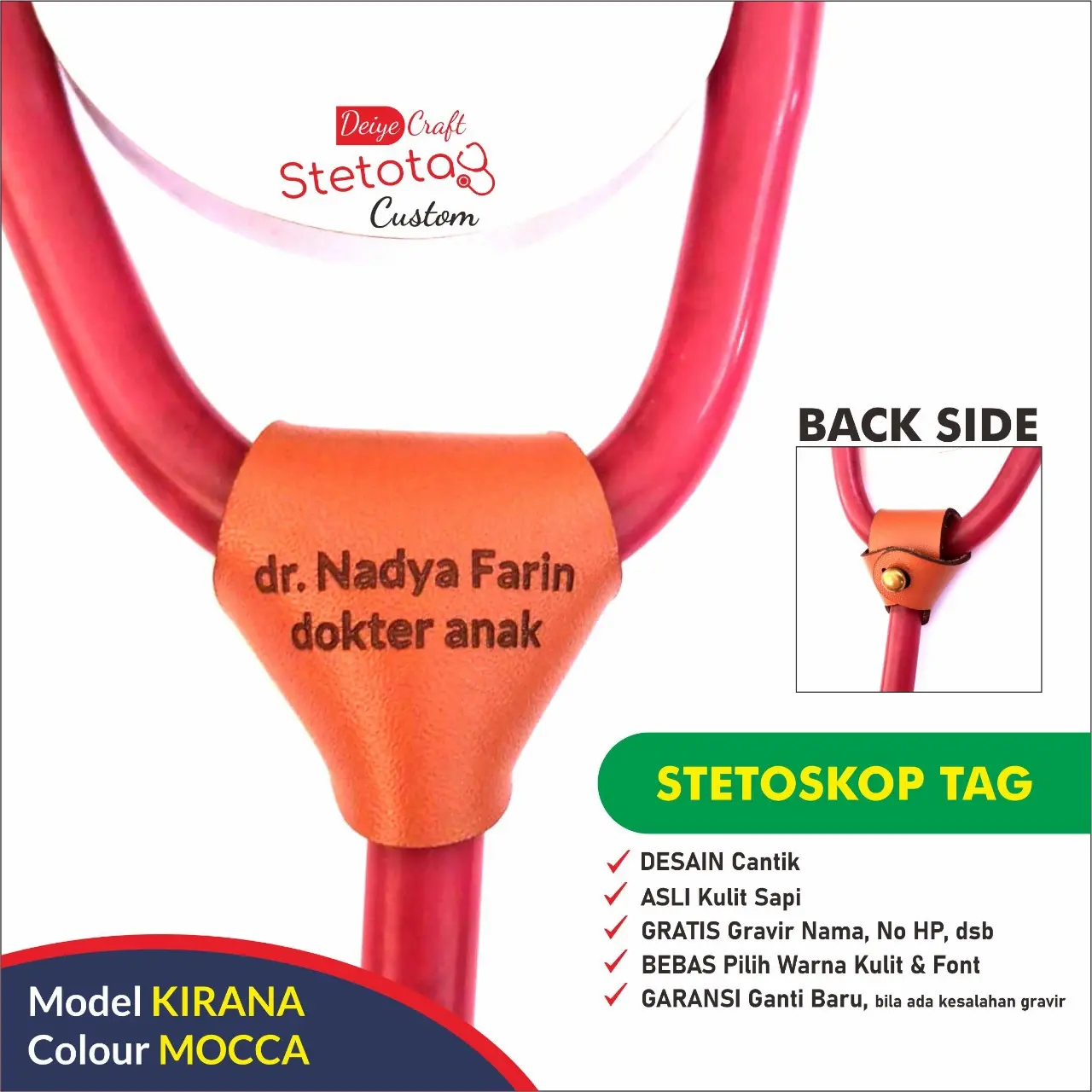 STETOSKOP NAME TAG (StetoTag) GRATIS Gravir Nama (Model KIRANA)