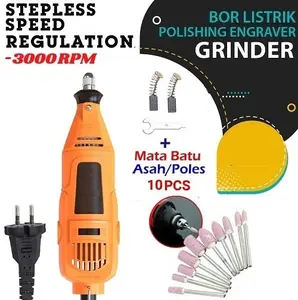 Bor Listrik Gerinda Poles Polishing Engraver Ukir Mini Genggam Grinder Polish 200W 3000RPM + 10 Mata Batu Asah Poles