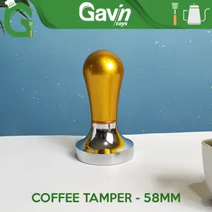 Tamper 58 mm Gold - Kopi Tamper Alumunium Gold 58 mm Ringan L-Beans