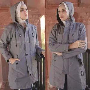 Jacket Jaket Parka Wanita Cewek Muslimah Hoodie Hijacket IXR Coldgrey