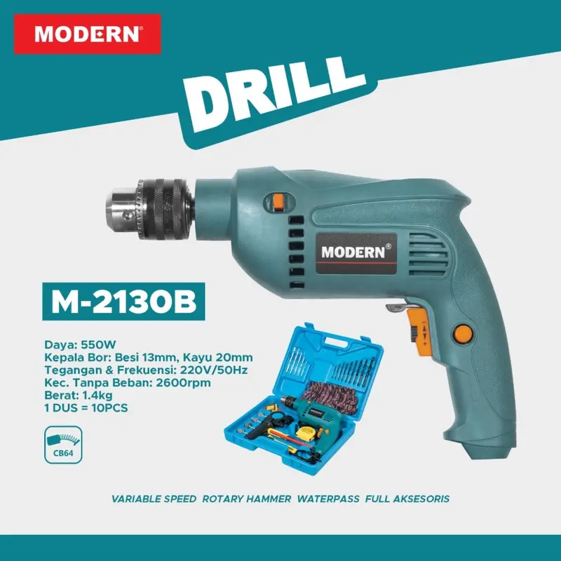PROMO Paket Mesin Bor Listrik Modern M-2130 / Mesin Bor Tangan M2130 1