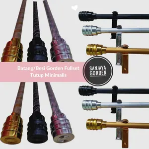 Batang Gorden Besi Gordyn Tiang Hordeng Fullset Dengan Tutup Minimalis