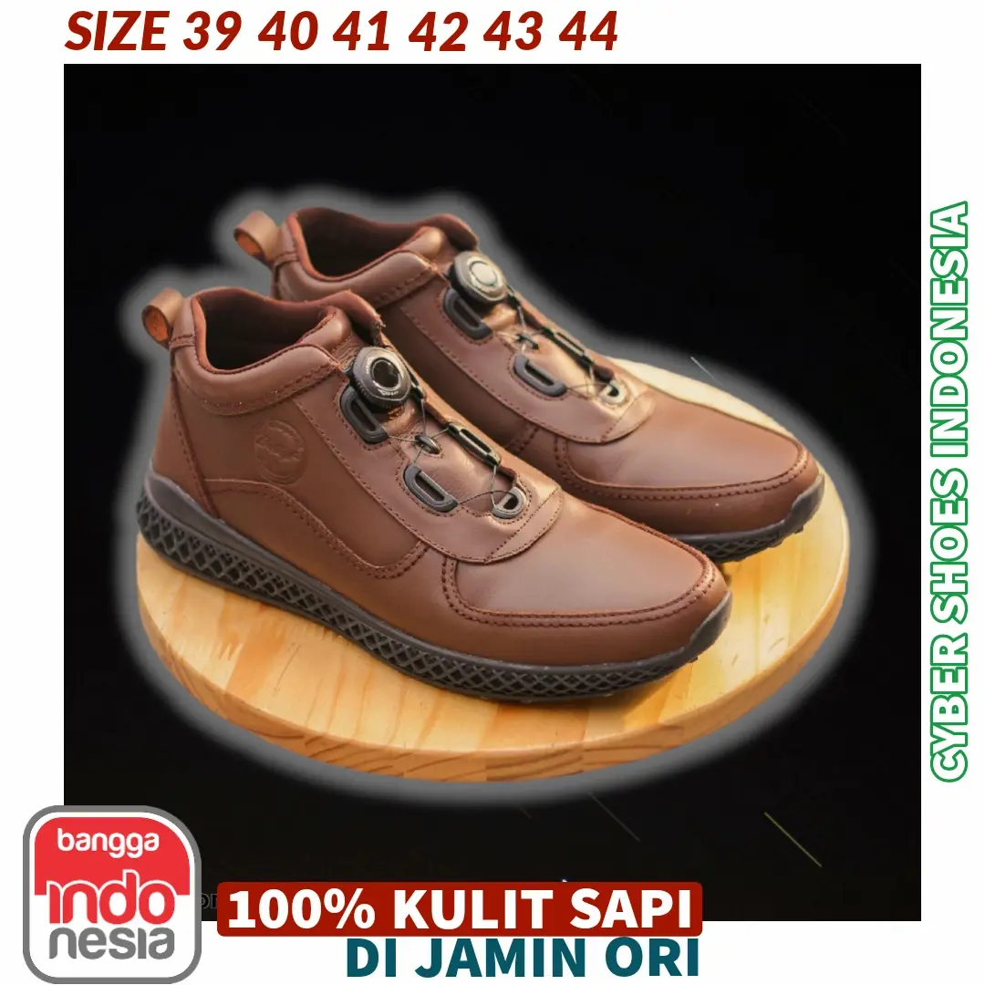 SEPATU BOOTS PRIA SNEAKERS TALI PUTAR BOA KULIT ORIGINAL | NERO BROWN