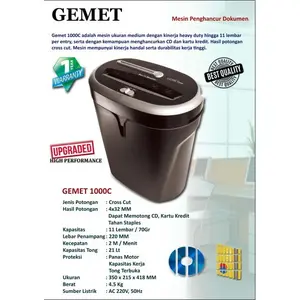 Mesin Penghancur Kertas Gemet 1000C Paper Shredder 1000 C Murah