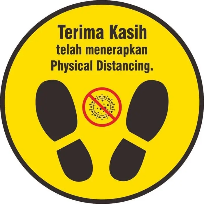 STIKER JAGA JARAK PHYSICAL DISTANCING LANTAI 20X20CM